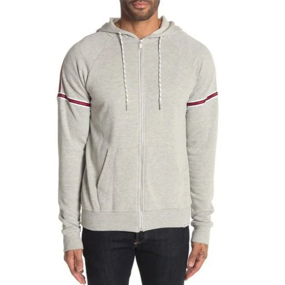 Mens Gray Hoodie Zip Front Hooded Sweatshirt New - Picture 3 of 11